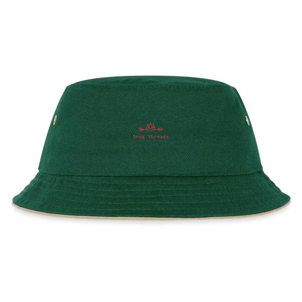 Kids’ Double Bucket Hat - dark green/beige