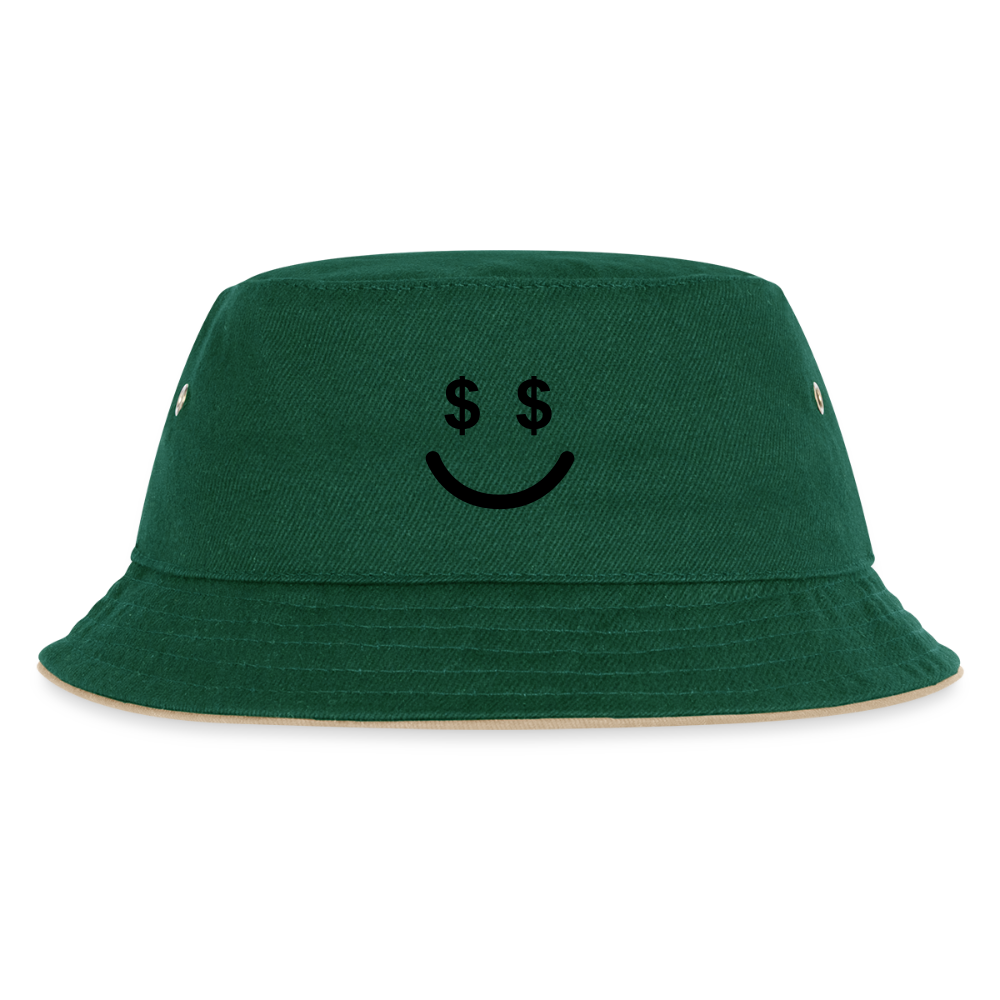 Kids’ Double Bucket Hat - dark green/beige